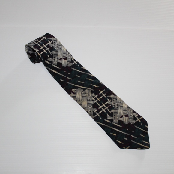 Mens Tie, Stuart Ashley, Abstract Black Gray, 100s - Picture 1 of 4